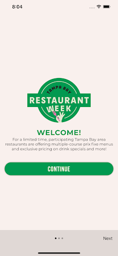 Android application Tampa Bay Restaurant Week screenshort