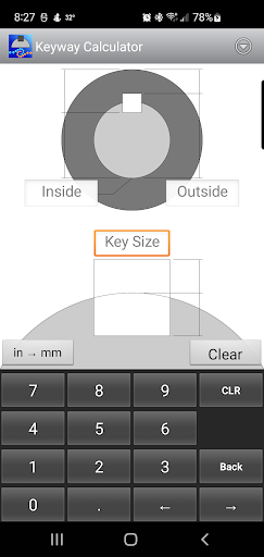 Keyway Calculator Screen 3