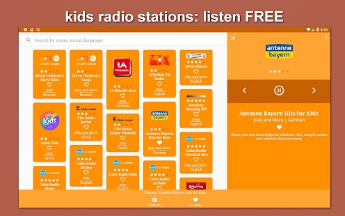 Screenshot del sintonizzatore radio per bambini Pro