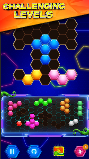 Android application Neon Hexa Puzzle screenshort
