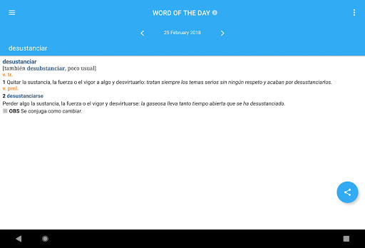 Screenshot of Compact Spanish Dictionary
