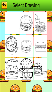 jeu coloriage pizza hamburger
