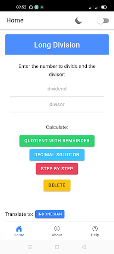 Android application Long Division with Steps screenshort
