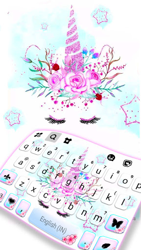 Android application Floral Pink Unicorn Keyboard B screenshort