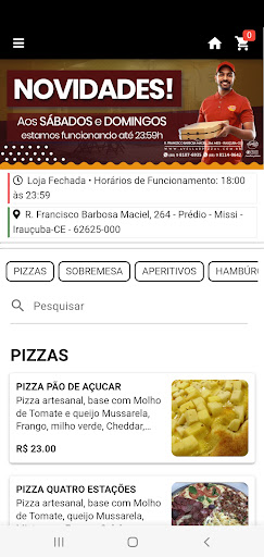 Android application Avellar Pizzas screenshort