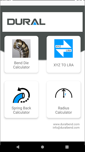 Android application Dural Bend Tooling screenshort