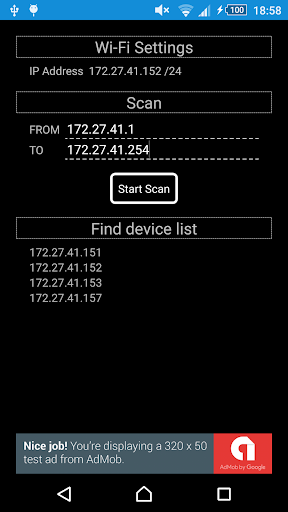 Android application Lan Scanner - PING command too screenshort