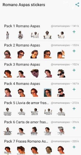 Android application Stickers de Romano Aspas screenshort
