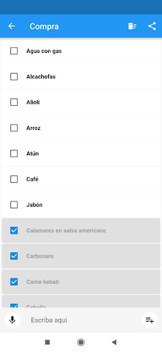 Simple shopping list Screen 2