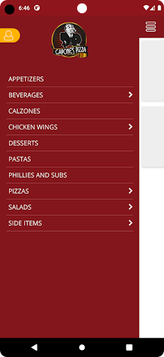 Android application Capones Pizza screenshort