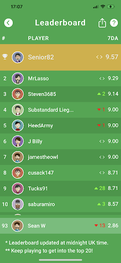 Screenshot of QuizSwipe Football