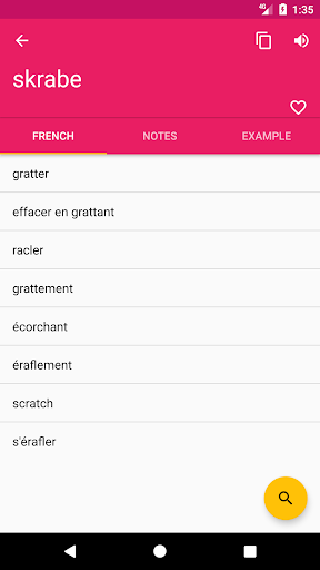 Danish French Dictionary Screen 2