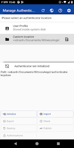 Android application Witness Angel - Authenticator screenshort