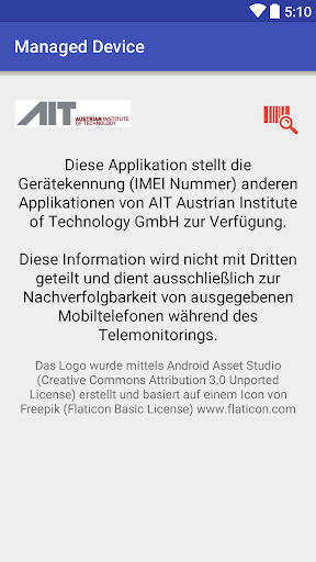 Android application Identity Managed Device screenshort