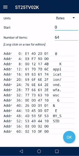 Screenshot of ST25 NFC Tap