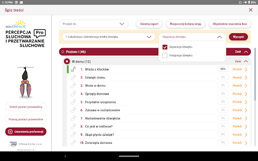 Android application PRZETWARZANIE SŁUCHOWE PRO screenshort