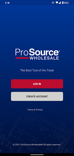 Android application ProSource Wholesale Trade Pro screenshort