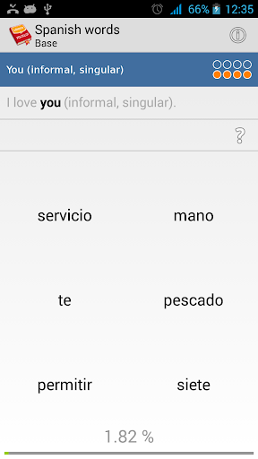 Learn Spanish Vocabulary Screen 2
