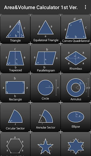 Android application Area & Volume Calculator screenshort