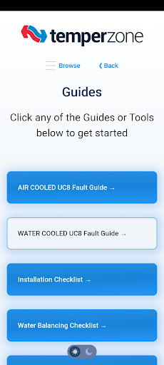 Temperzone Service Tools Screen 3
