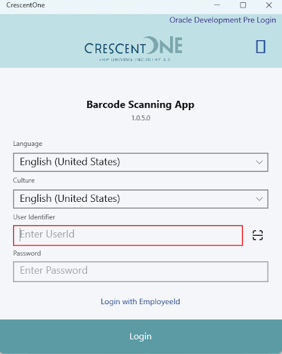 Android application CrescentOne Barcode Scanning screenshort