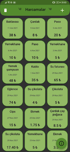 Android application Harcama Takibi screenshort