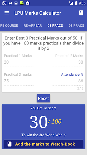 LPU Marks Calculator
