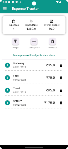 Android application Expense Tracker screenshort