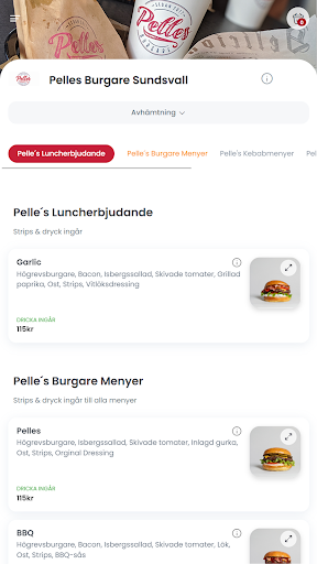 Android application Pelles Burgare Sundsvall screenshort
