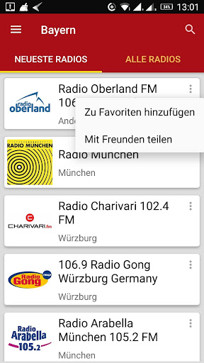 Bayern Radiosender Screen 2