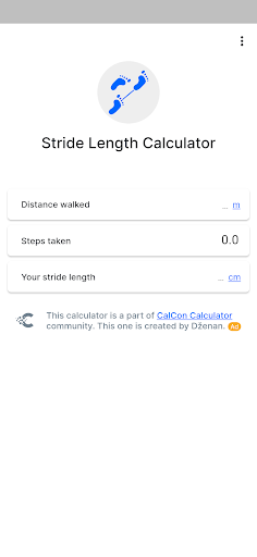 Android application Stride Length Calculator screenshort