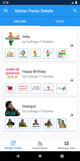 Android application Hindi Stickers screenshort
