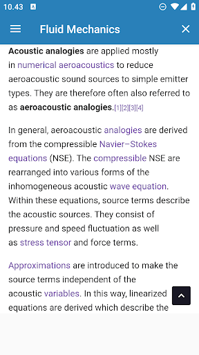 Android application Fluid mechanics screenshort