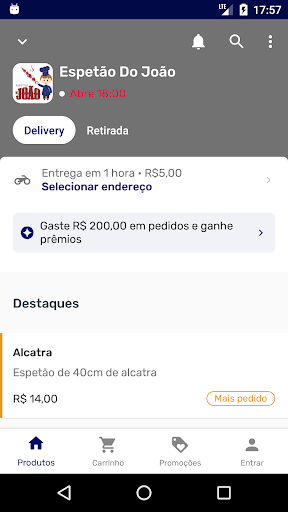 Android application Maria e João Delivery screenshort