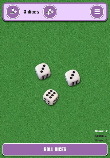 Android application Virtual Dices screenshort