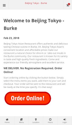 Android application Beijing Tokyo Burke Ordering screenshort
