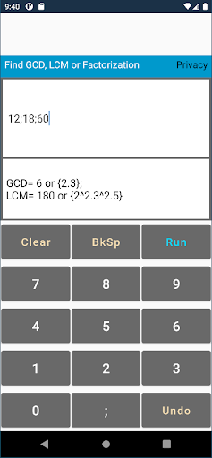 Android application Find GCD & LCM screenshort