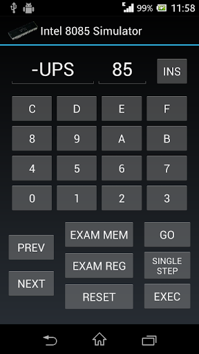 Android application Intel 8085 Simulator screenshort