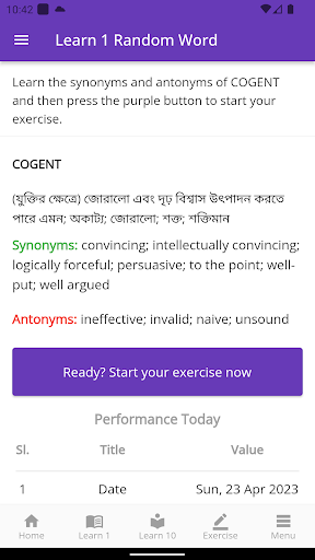 Android application Bangladesh HSC Vocabulary screenshort