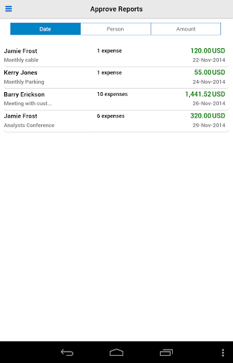 Screenshot of Oracle Fusion Expenses