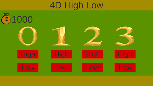 4D High Low 0.1 APK + Mod (Unlimited money) untuk android