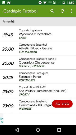 Cardápio Futebol Screen 2