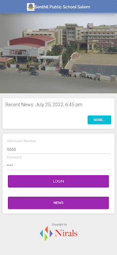 Android application Senthil Public School Salem screenshort