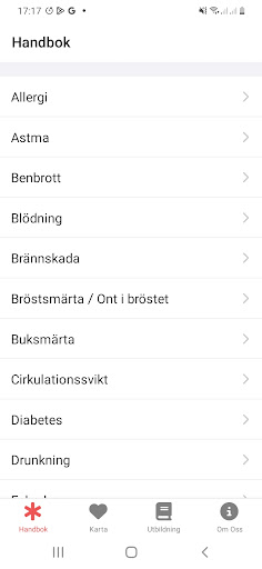 Android application Savelife Första Hjälpen screenshort