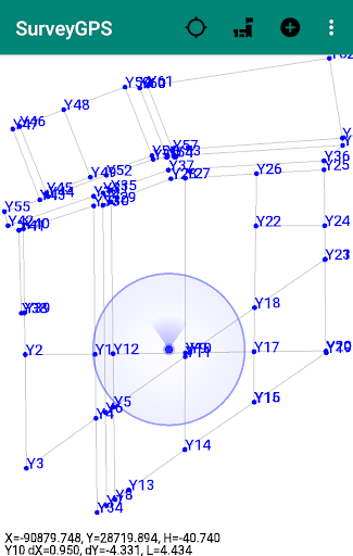 Android application SurveyGPS　SIMA,SFC読込～GPSで既知点調査 screenshort
