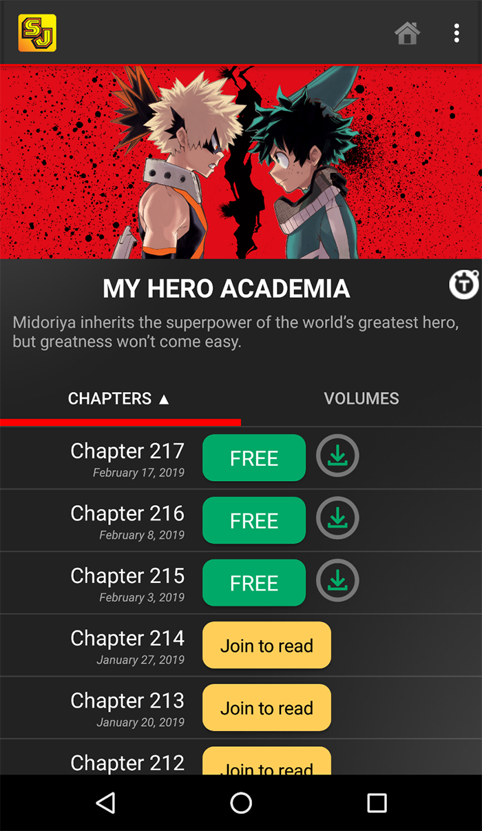 Android application Shonen Jump Manga & Comics screenshort