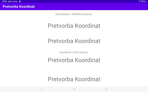 Pretvornik koordinat D96 Screen 3