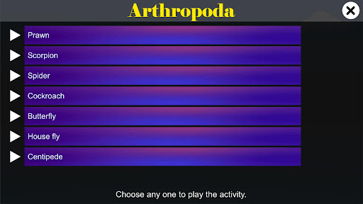 Android application Diversity in Living:Arthropoda screenshort