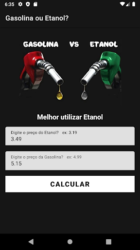 Android application Gasolina ou Etanol? screenshort