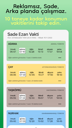 Android application Sade Ezan Vakti screenshort
